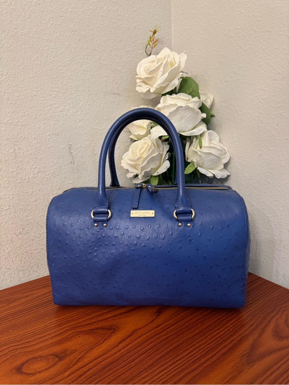 kate spade cobalt blue embossed satchel